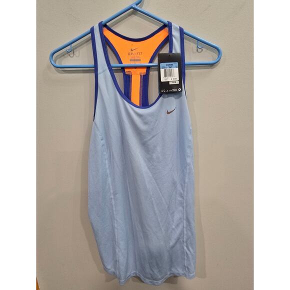 Nike Women's Size Med- Dri-Fit Blue Scoop Neck Racerback Athletic Tank Top *NWT* - Picture 1 of 4